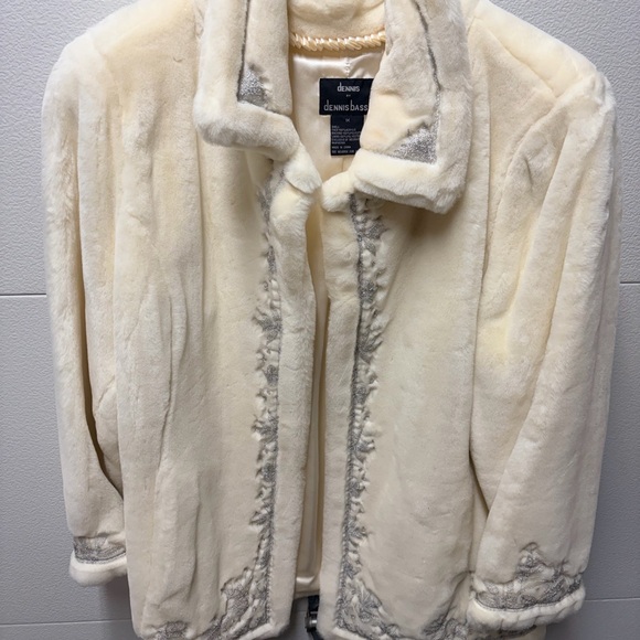 Dennis Basso Ivory Teddy Jacket Faux Fur elegant - Picture 6 of 8